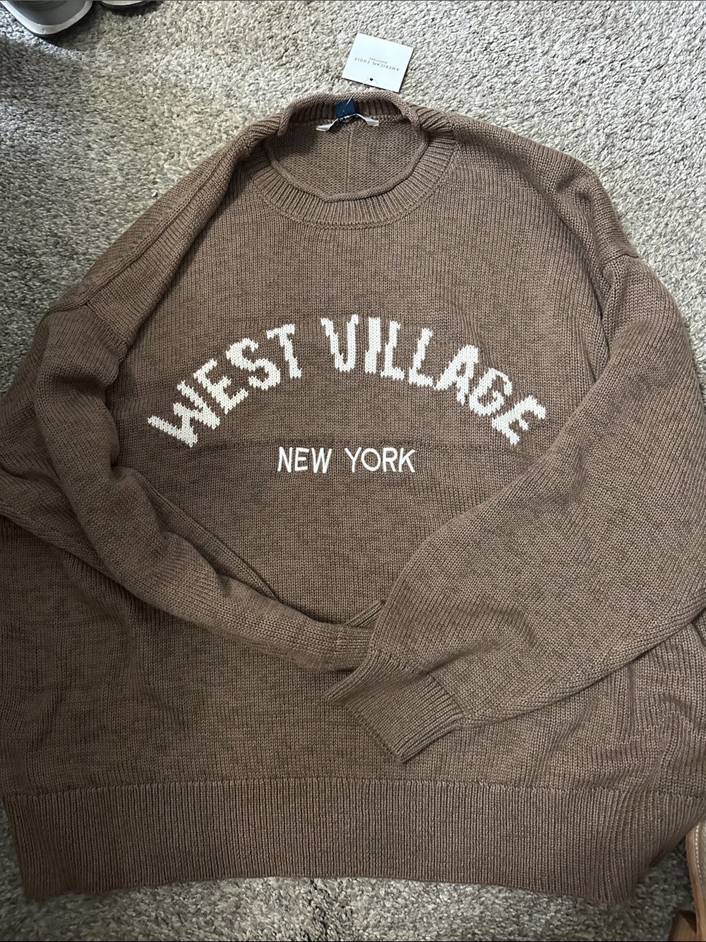 American Eagle West Village New York Crewneck Sweater - Brown